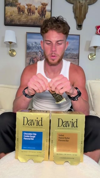 David Protein ad: 28g Protein. 150 Calories. 0g Sugar.