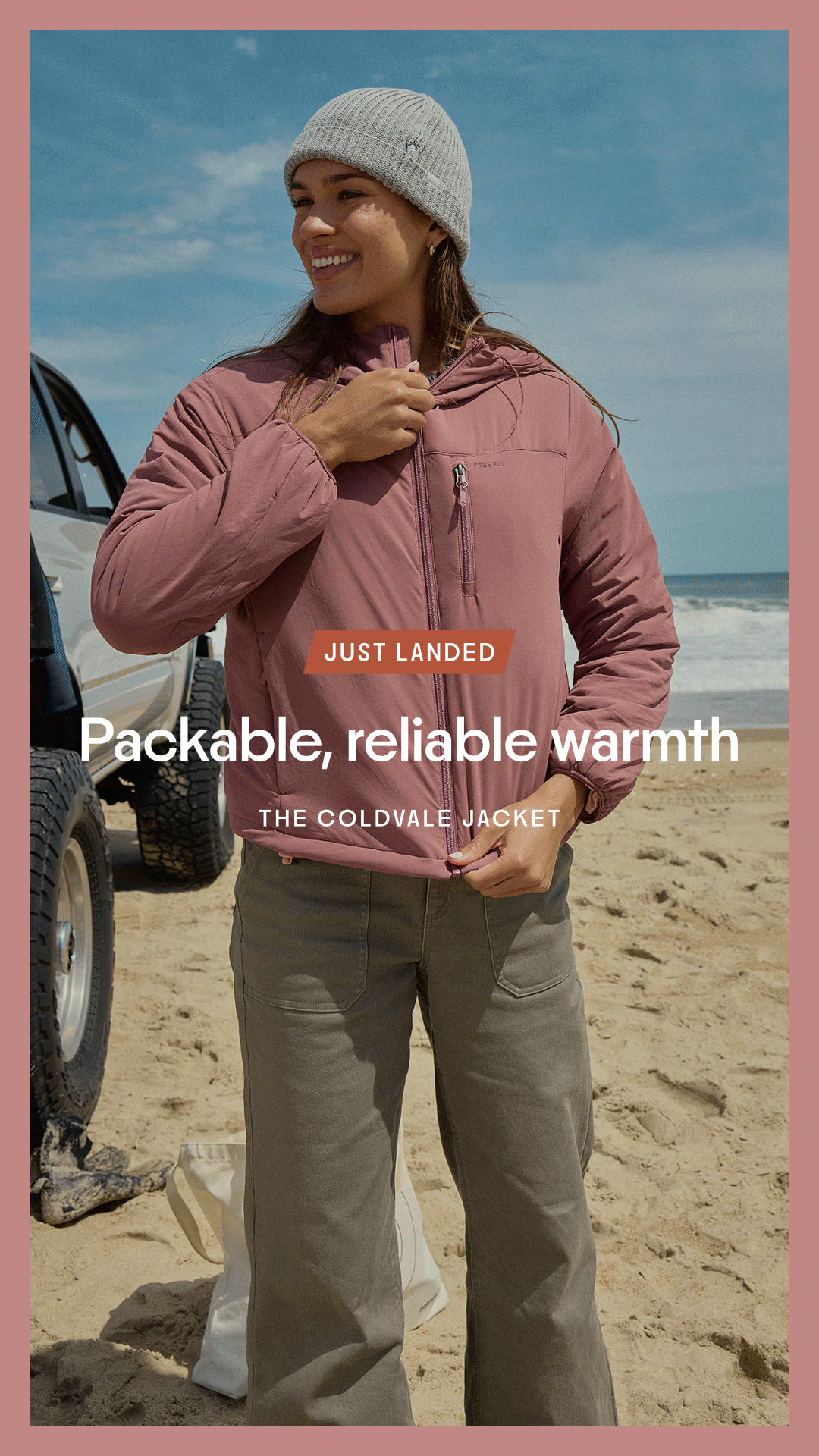 Free Fly Apparel ad: Packable Warmth to Adventure Out
