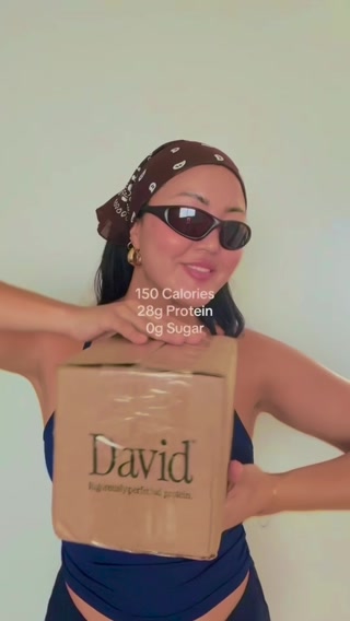 David Protein ad: 28g Protein. 150 Calories. 0g Sugar.