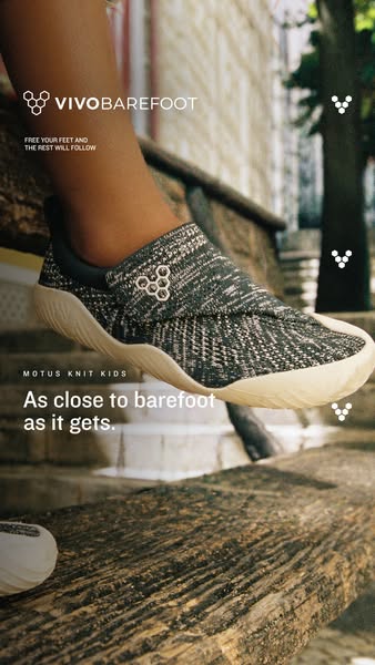 Vivobarefoot ad: Building stronger feet, step by barefoot step