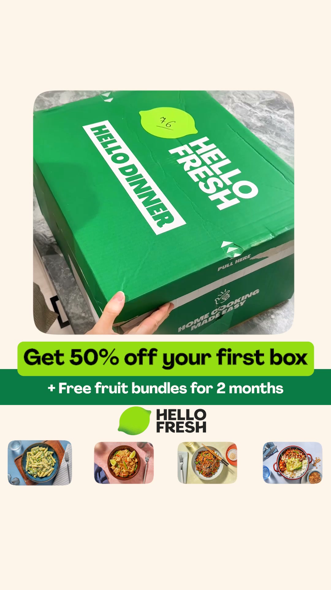 HelloFresh ad: Get 50% off