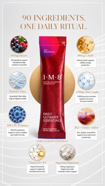 IM8 ad: 90 Ingredients. One Drink.