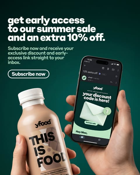 yfood ad: Sign up for 10% off 🔔