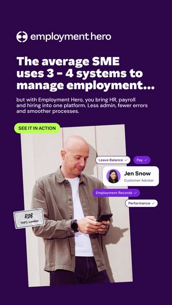 Employment Hero ad: Calm your HR & Payroll chaos.
