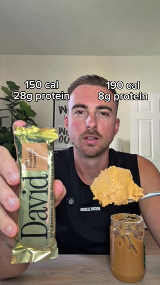David Protein ad: 28g Protein. 150 Calories. 0g Sugar.