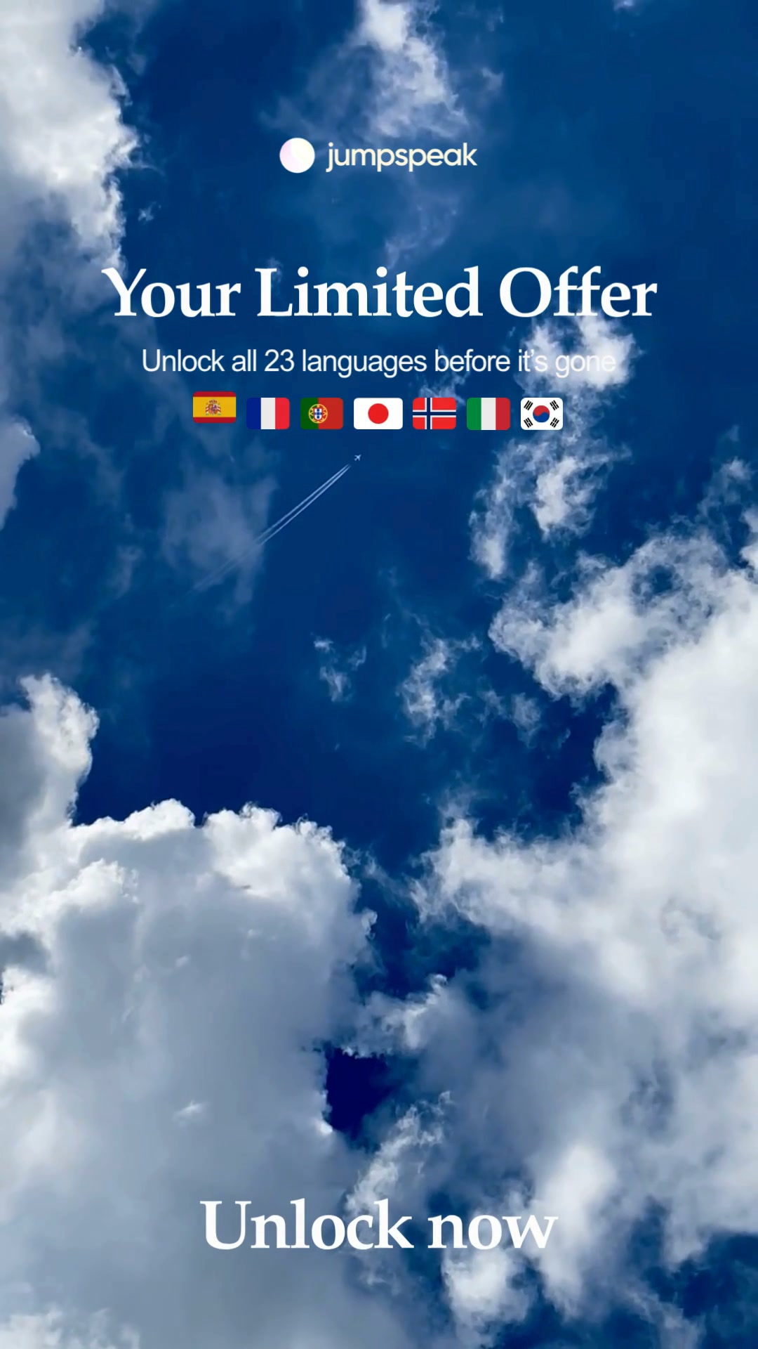 Jumpspeak ad: From Zero To Bilingual In 90 Days.