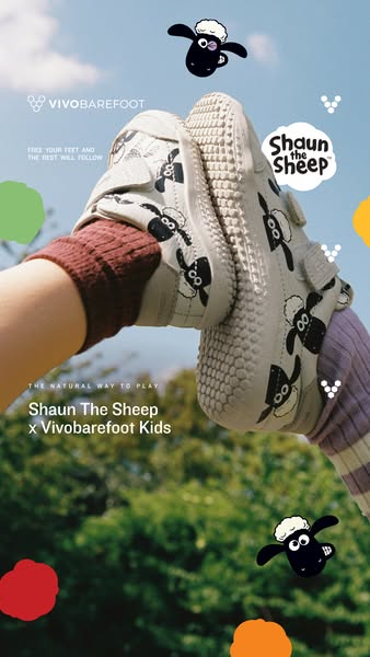 Vivobarefoot ad: Shaun the sheep x Vivobarefoot kids
