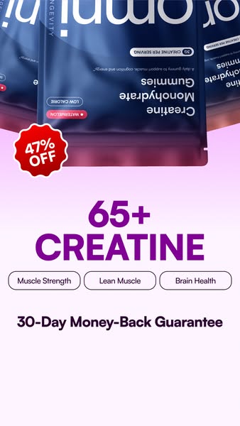 OMNI Longevity ad: Creatine Made Delicious 🍉 🍑