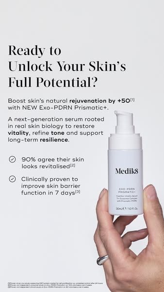 Medik8 ad: NEW EXO-PDRN PRISMATIC+