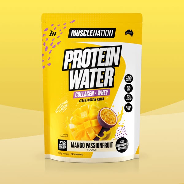 Muscle Nation ad: PROTEIN WATER - Mango Passionfruit - 25 serves