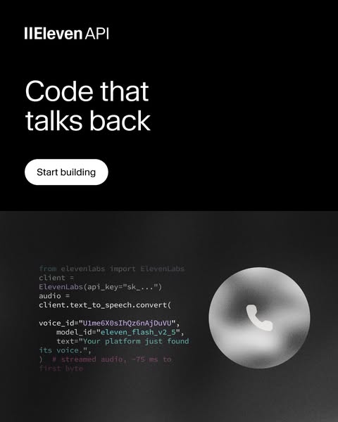 ElevenLabs ad: From Text to Audio in ~75ms