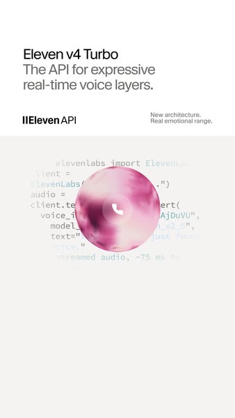 ElevenLabs ad: Eleven v4 Turbo is Live!