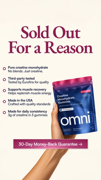 OMNI Longevity ad: Creatine Made Delicious 🍉 🍑