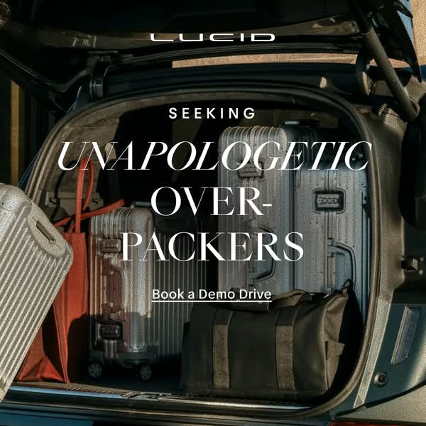 Lucid Motors ad: Book a demo drive