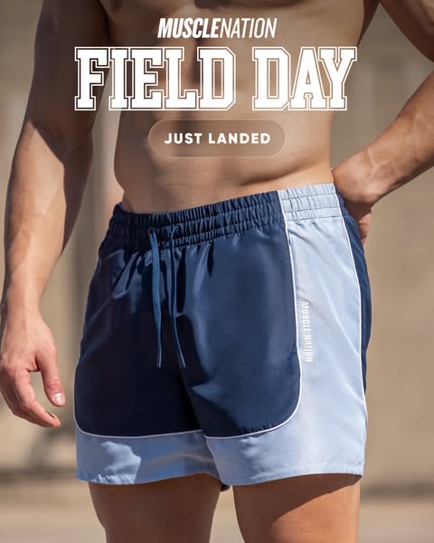 Muscle Nation ad: Varsity graphics, boxy fits, now live