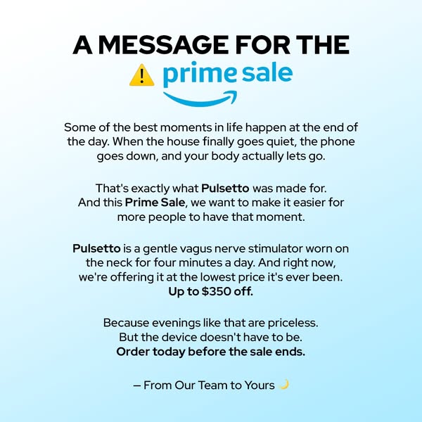 Pulsetto ad: PRIME DAY SALE - Up to $350 OFF TODAY!