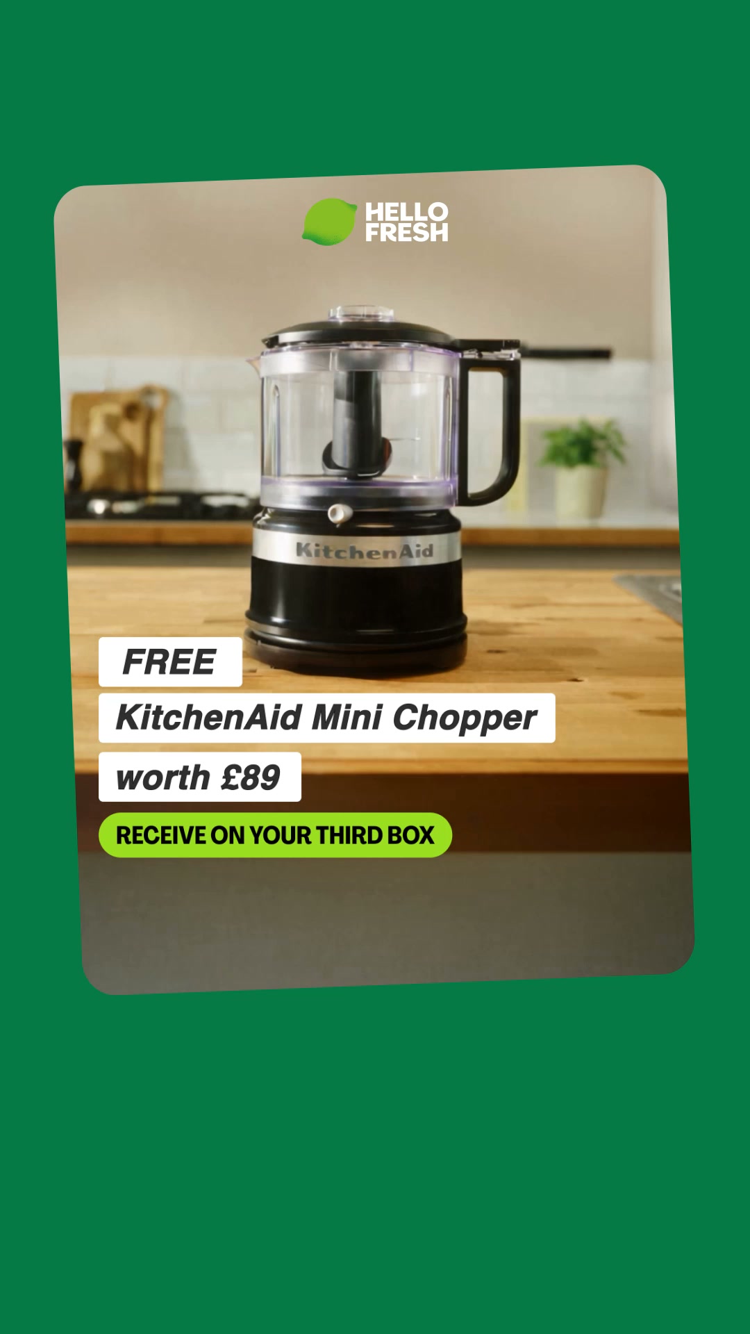 HelloFresh ad: Free KitchenAid Mini Chopper