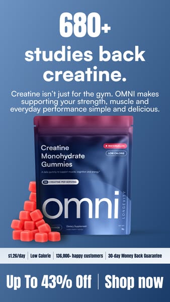 OMNI Longevity ad: Real Creatine - 43% OFF TODAY 👉