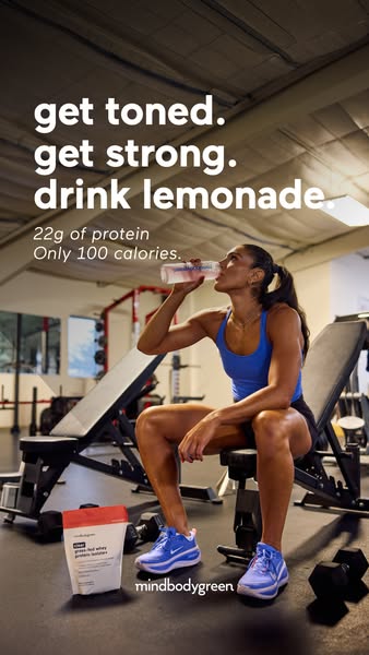 mindbodygreen ad: Your protein just got a glow-up. 💧