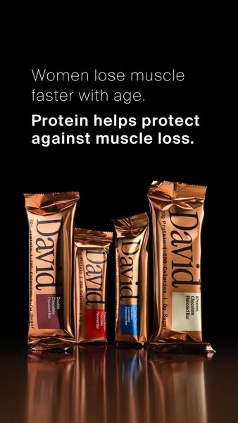 David Protein ad: 20g Protein. 150 Calories. 0g Sugar.