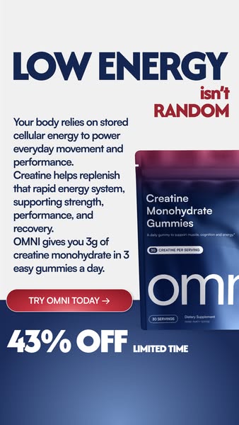 OMNI Longevity ad: Real Creatine - 43% OFF TODAY 👉