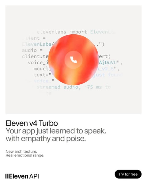 ElevenLabs ad: Introducing Eleven v4