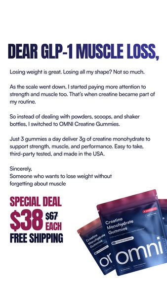 OMNI Longevity ad: Real Creatine - 43% OFF TODAY 👉