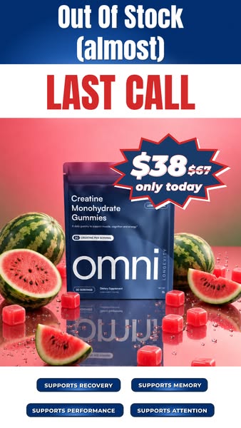 OMNI Longevity ad: Creatine Made Delicious 🍉 🍑