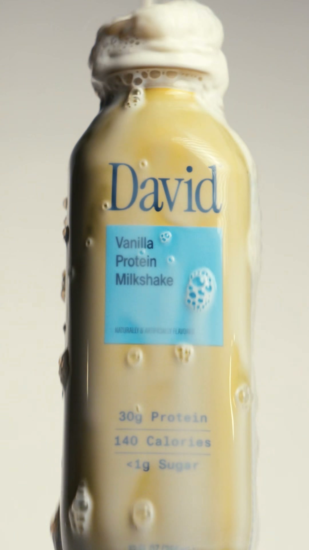 David Protein ad: A chocolate milkshake worth savoring. Velvety and satisfying down to the last sip.