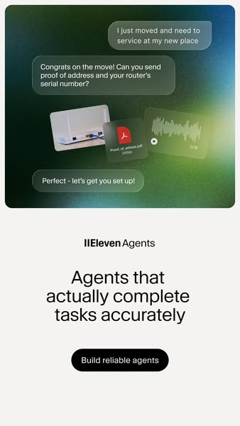 ElevenLabs ad: Try ElevenAgents Free
