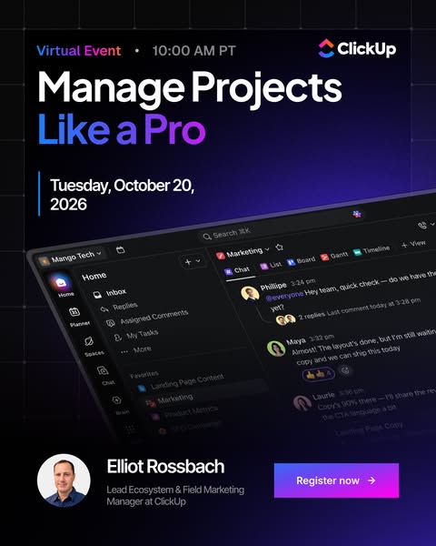 ClickUp ad: Manage Your Projects Like a Pro