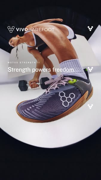 Vivobarefoot ad: Strength powers freedom.