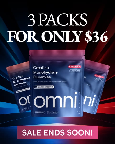 OMNI Longevity ad: Creatine Made Delicious 🍉 🍑