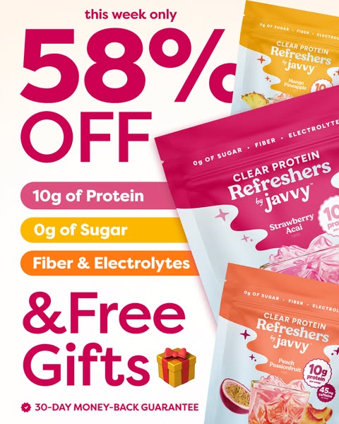 Javvy ad: 🍓 Javvy's Protein Refreshers Are Here!!