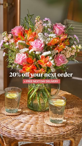 Bloom & Wild ad: 20% off your next order