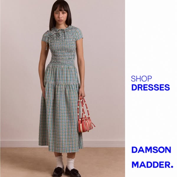 Damson Madder ad: Ebba Midi Dress - Picnic Blue Check
