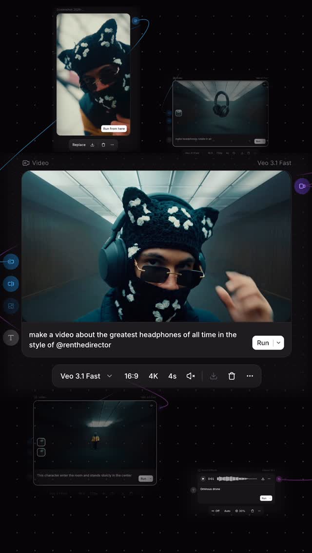 ElevenLabs ad: Been playing with @elevenlabsio node-based tool, Flows and built this. Pretty cool how you can swap hooks, products, voices, even languages
