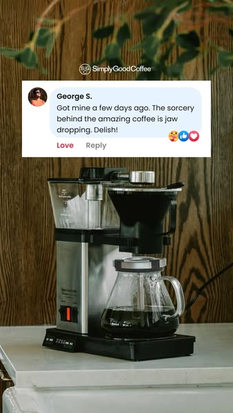 Simply Good Coffee ad: Programmable Plastic-Free Brewing!