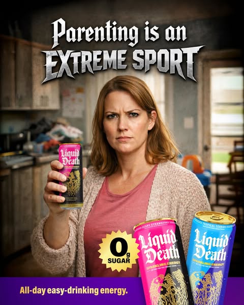 Liquid Death ad: Go Ahead. Have Another.