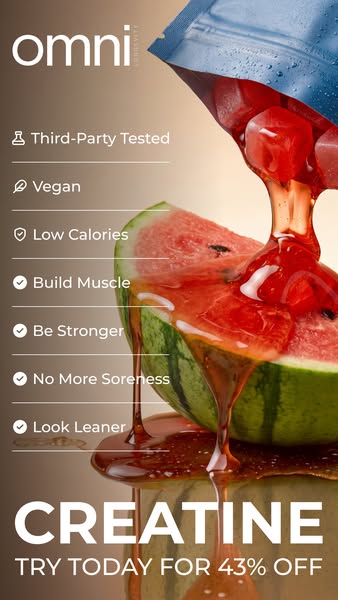 OMNI Longevity ad: Creatine Made Delicious 🍉 🍑