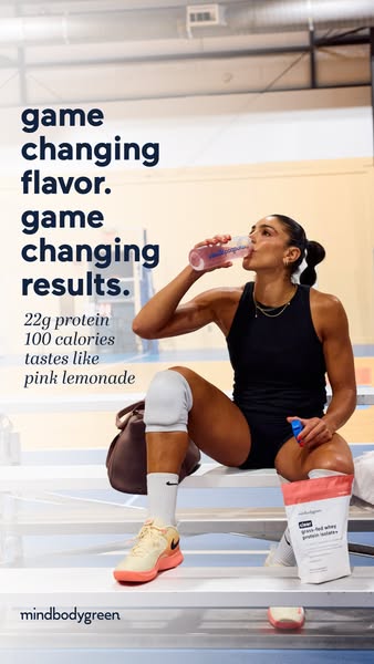 mindbodygreen ad: Your protein just got a glow-up. 💧