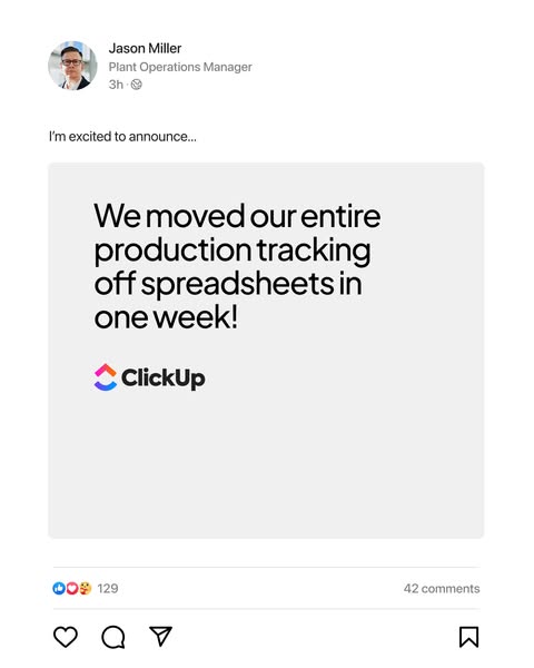 ClickUp ad: Ditch the spreadsheet chaos