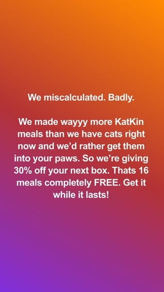KatKin ad: 100% fresh meat for healthy cats