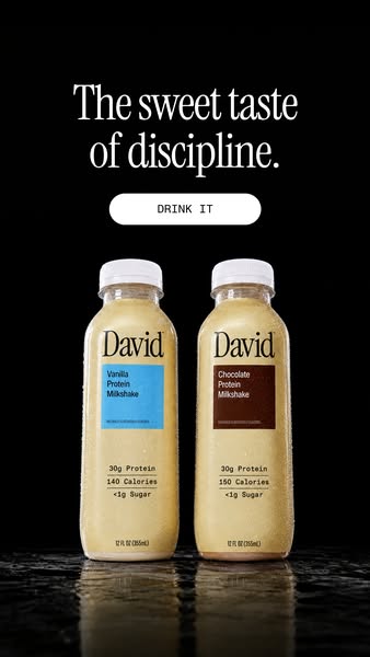 David Protein ad: A chocolate milkshake worth savoring. Velvety and satisfying down to the last sip.