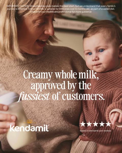 Kendamil ad: Creamy Whole Milk from Caring Family Farms
