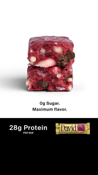 David Protein ad: 28g Protein. 150 Calories. 0g Sugar.