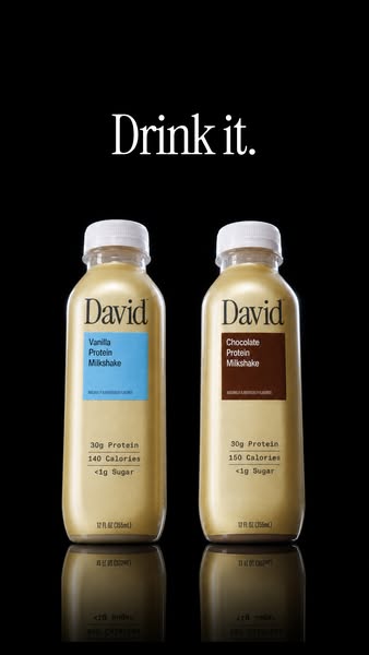 David Protein ad: A chocolate milkshake worth savoring. Velvety and satisfying down to the last sip.