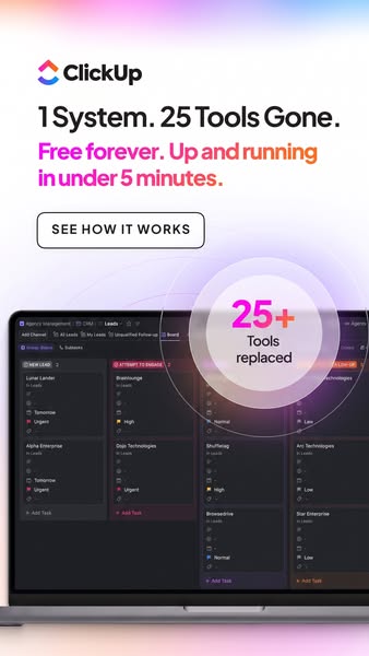 ClickUp ad: More clients, less chaos
