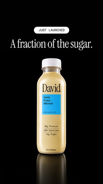 David Protein ad: A chocolate milkshake worth savoring. Velvety and satisfying down to the last sip.