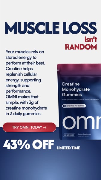 OMNI Longevity ad: Real Creatine - 43% OFF TODAY 👉